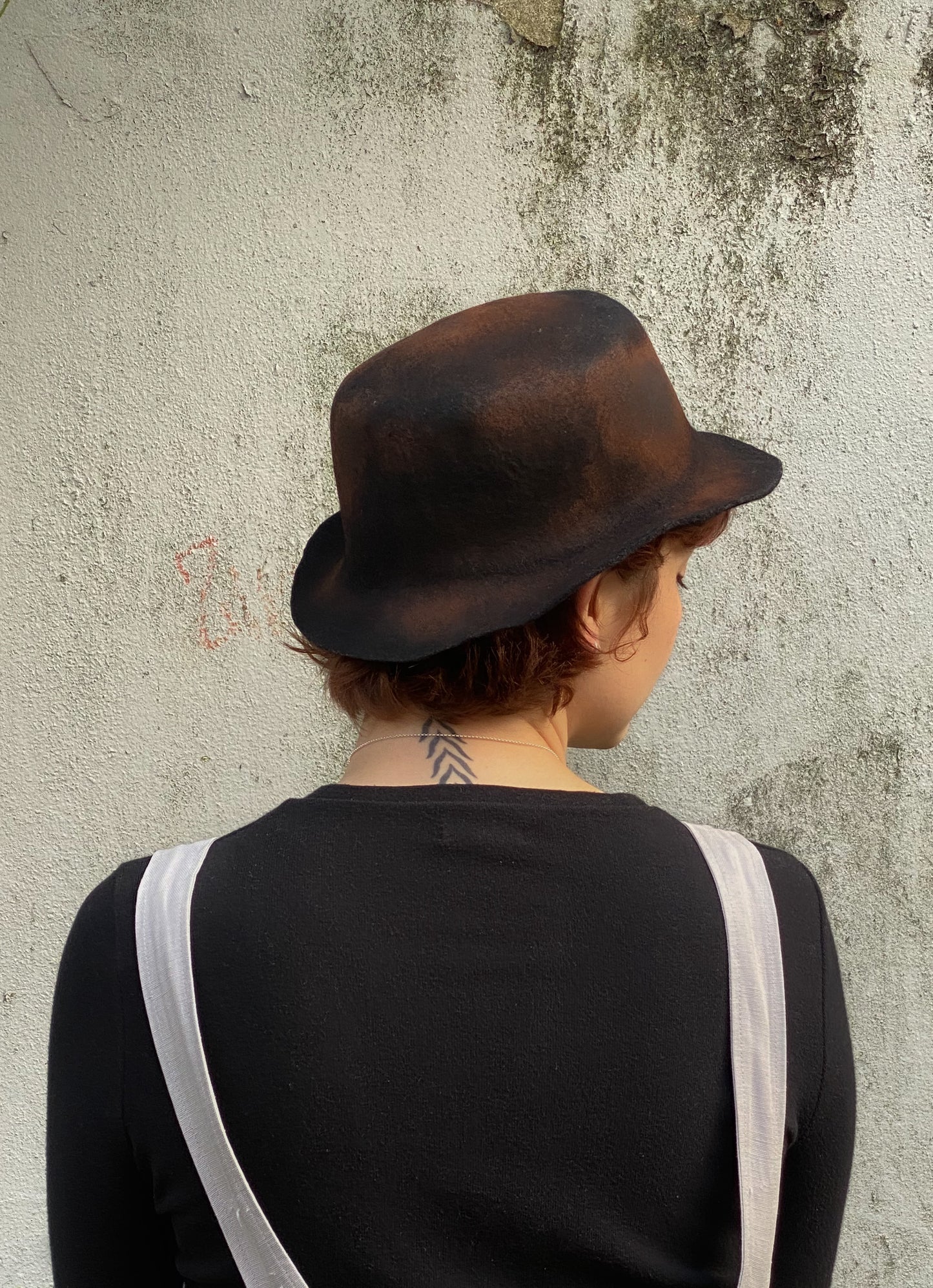 Boater hat, distressed- Tomoko Tahara millinery works