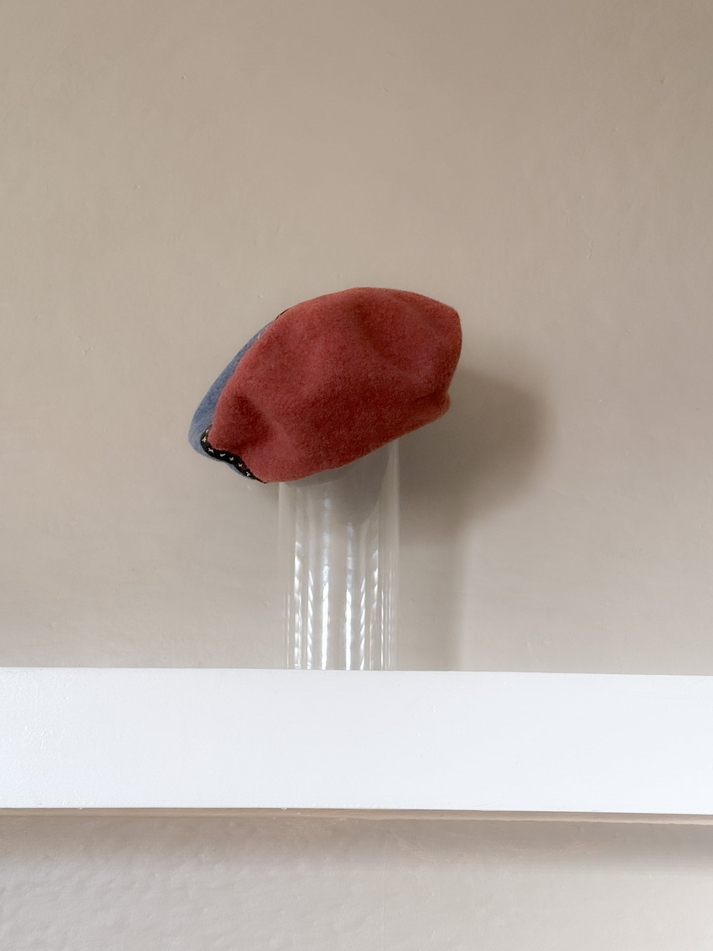 Two tone fur felt wool beret -orange light grey - Tomoko Tahara millinery works