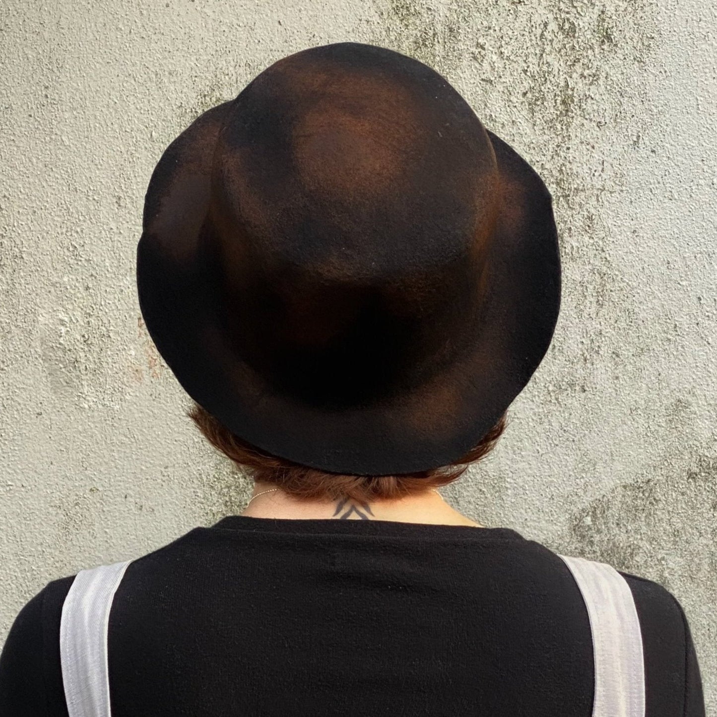 Boater hat, distressed- Tomoko Tahara millinery works