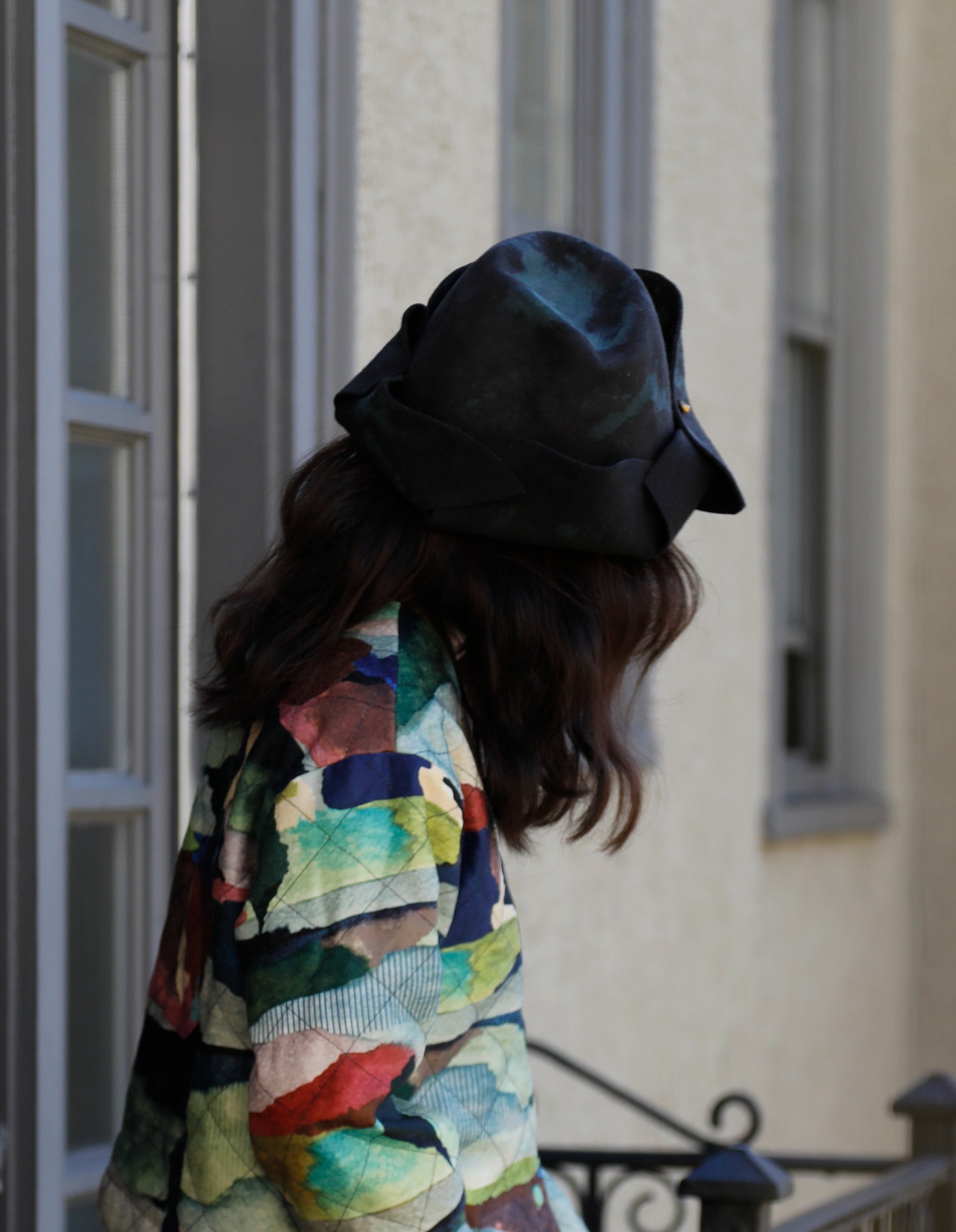 Folded asymmetrical hat, dark green - Origami - Tomoko Tahara millinery works