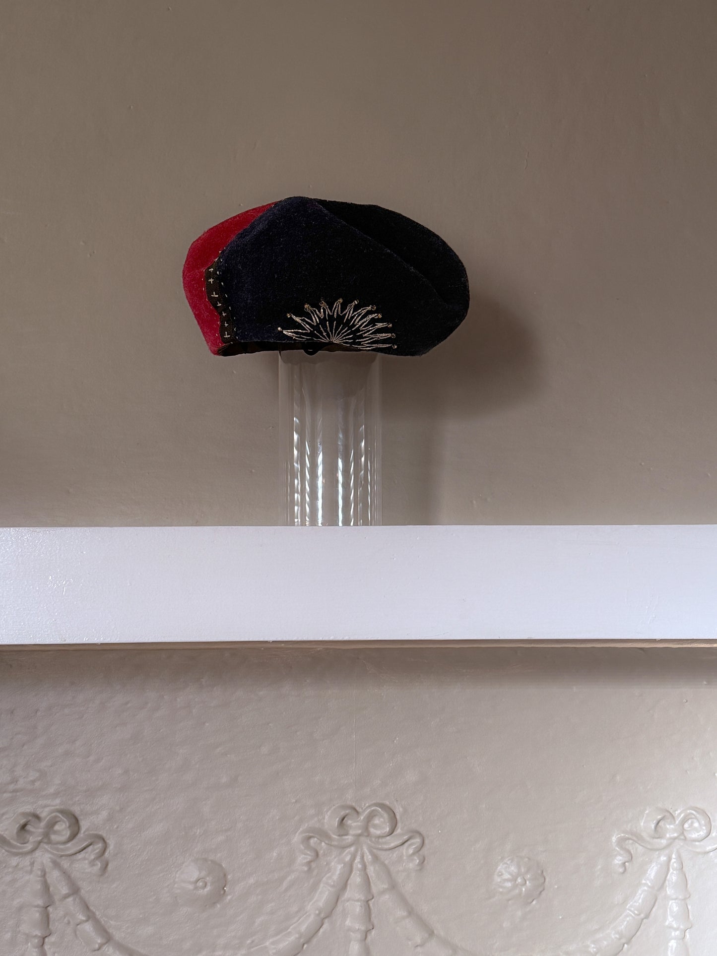 Two tone fur felt wool beret - navy and wine red - Tomoko Tahara millinery works