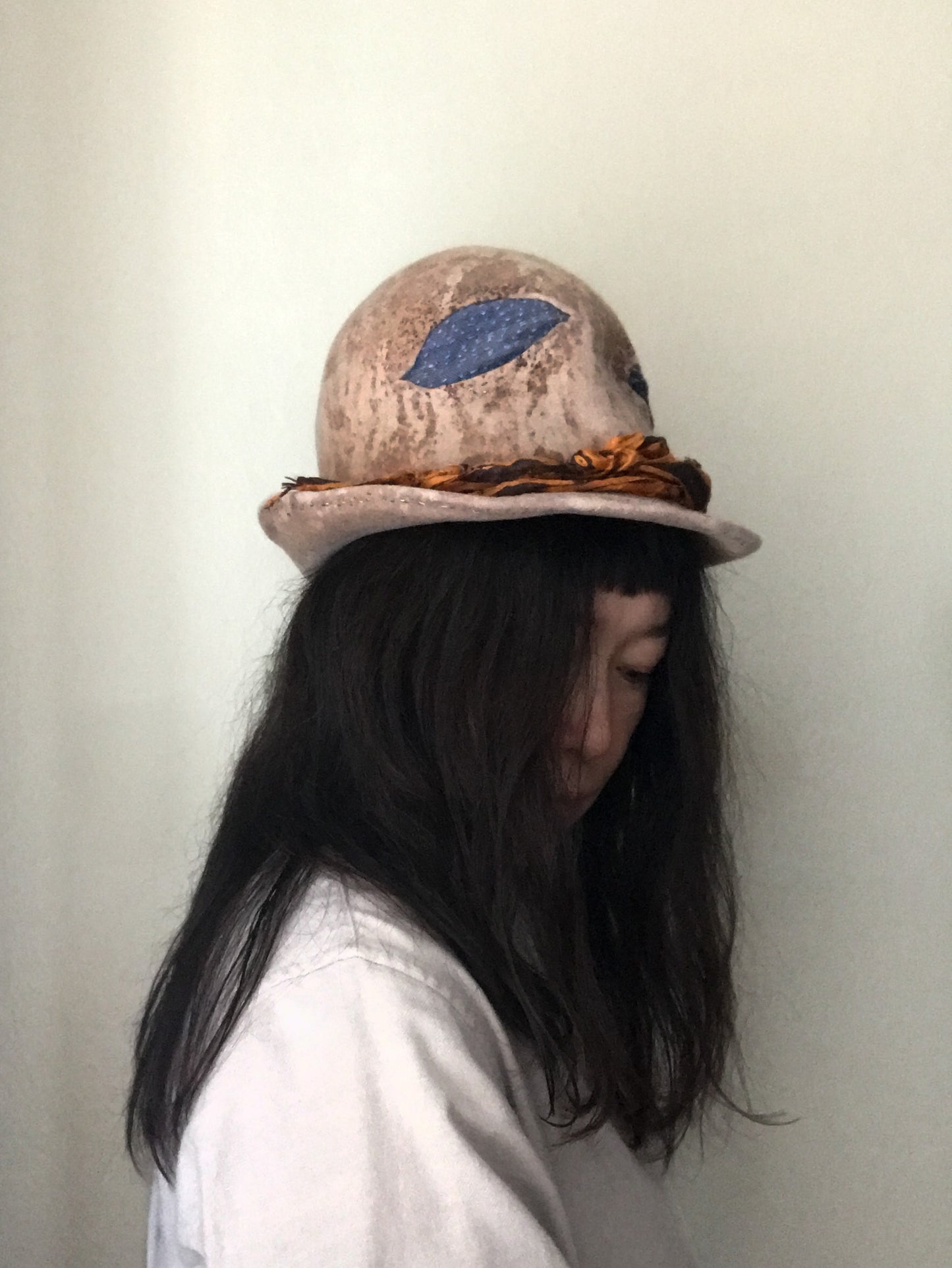 Mud aged fur felt bowler hat, mud aged - Philosopher - Tomoko Tahara millinery works