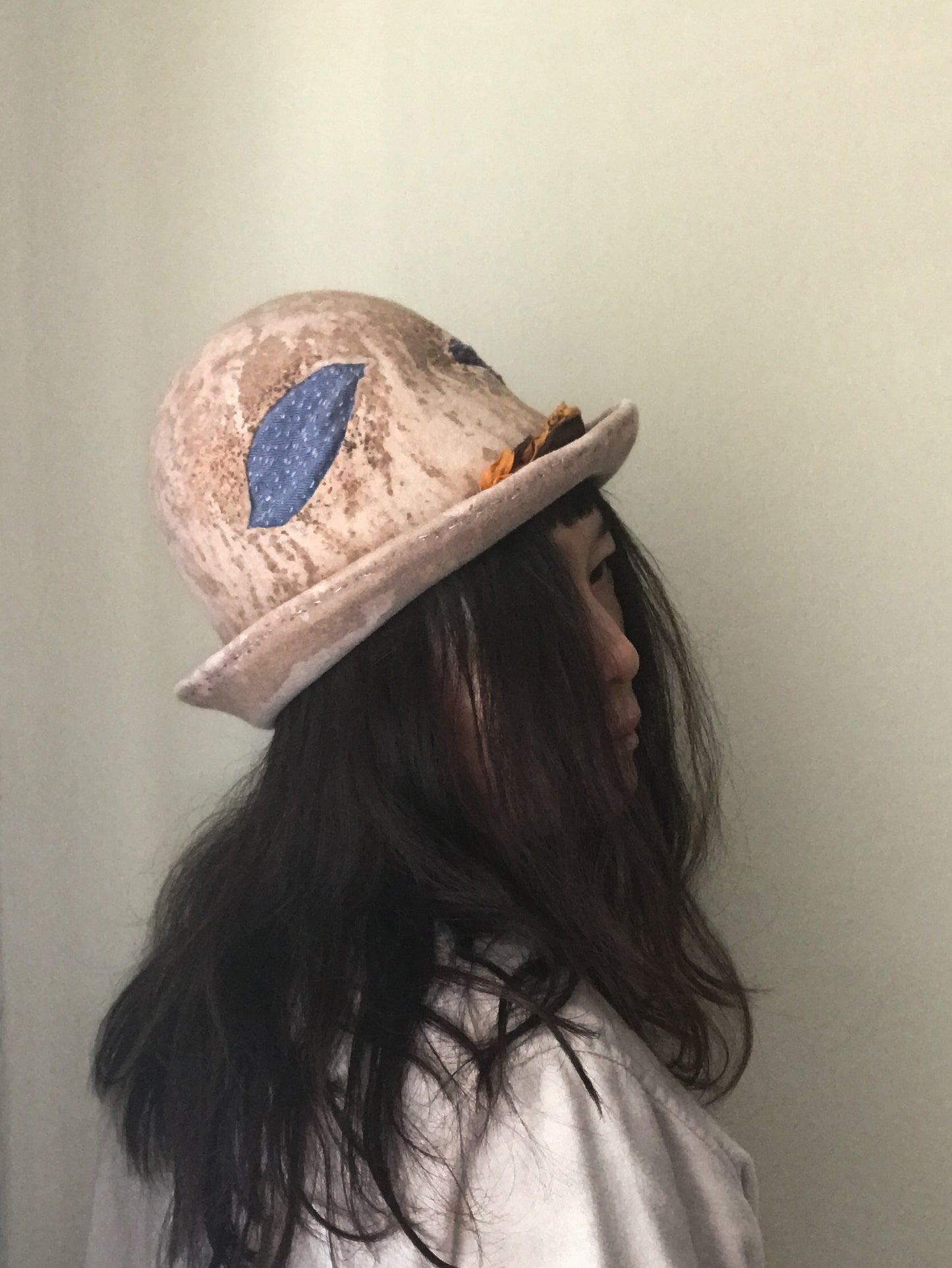 Mud aged fur felt bowler hat, mud aged - Philosopher - Tomoko Tahara millinery works