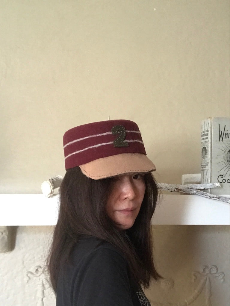 Fur felt baseball cap - Lucky star - Old time baseball hat inspired - Tomoko Tahara millinery works