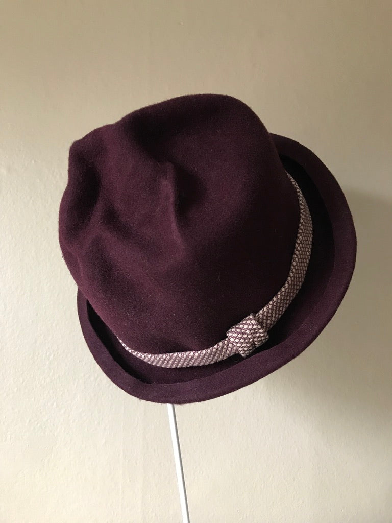 Furrow top fur felt bowler hat - Retro - Burgundy - Tomoko Tahara millinery works