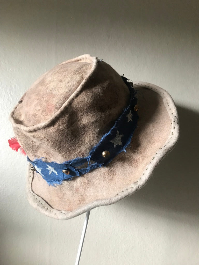 Weathered fur felt bucket hat, mud aged - Speculator- Tomoko Tahara millinery works