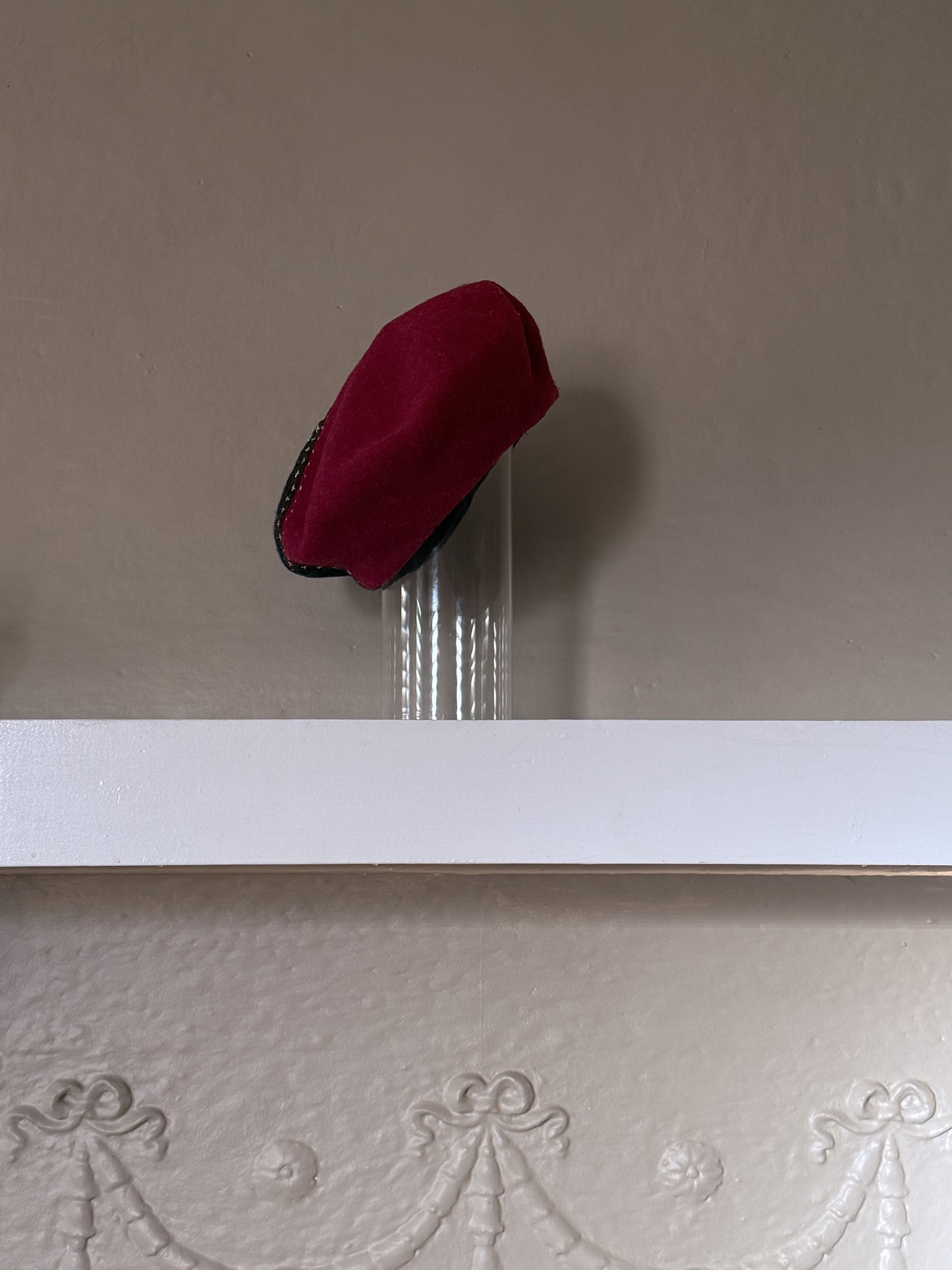 Two tone fur felt wool beret - navy and wine red  - Tomoko Tahara millinery works