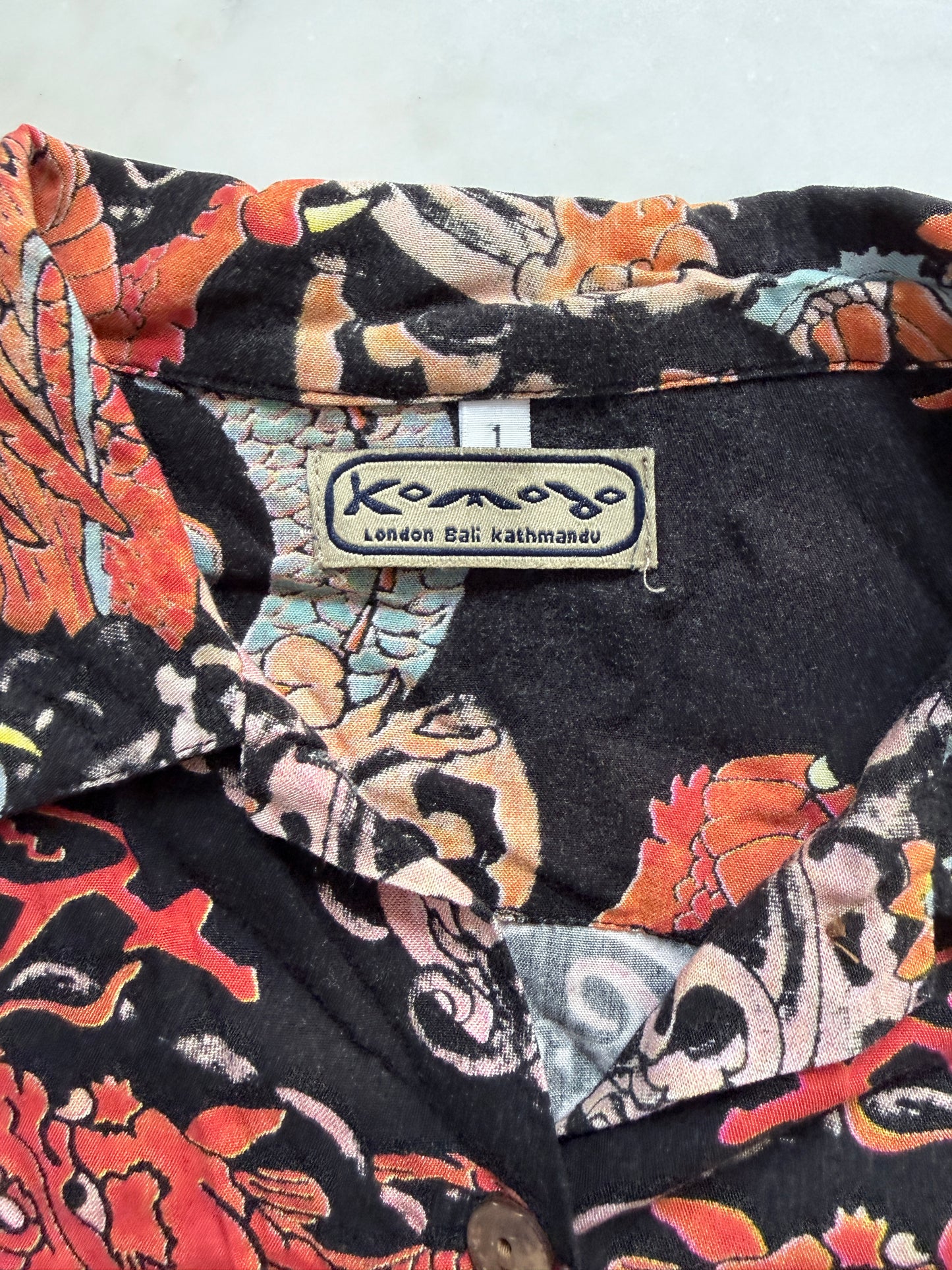Dragon aloha shirt - Women XS - Cotton 100 %, 90s London designer, Joe Komodo