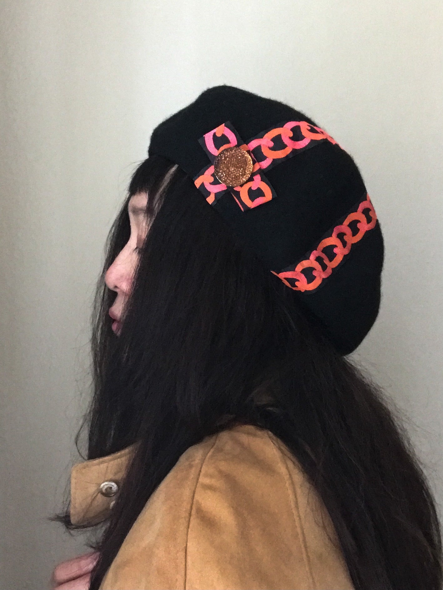 Art deco style beret - chains - Shipping free - Tomoko Tahara millinery works