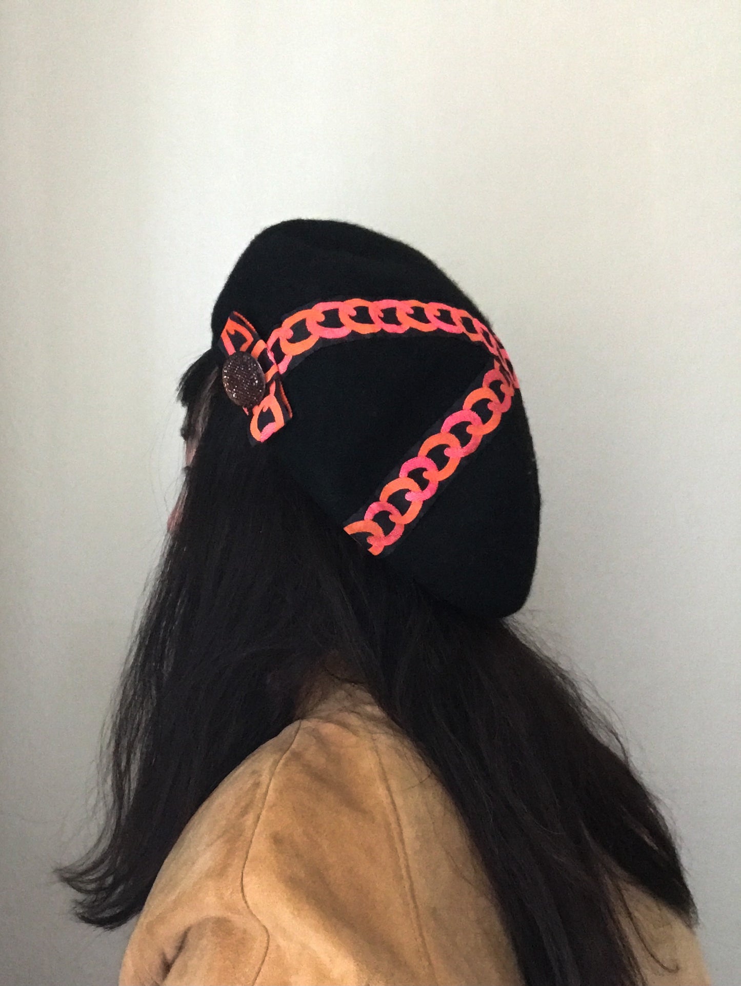 Art deco style beret - chains - Shipping free - Tomoko Tahara millinery works