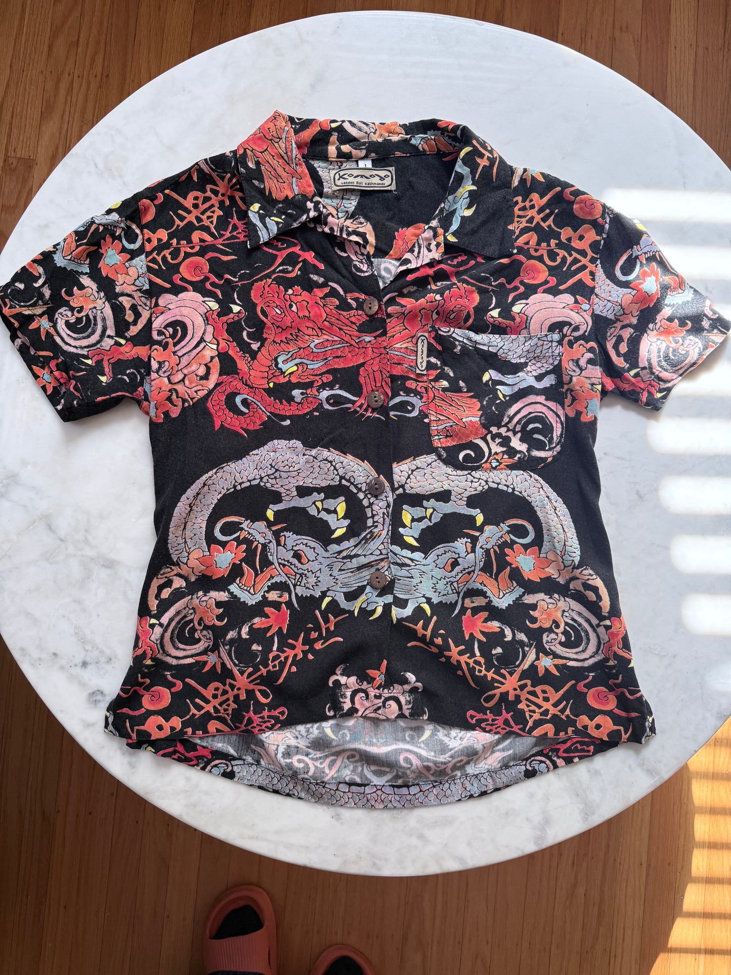 Dragon aloha shirt - Women XS - Cotton 100 %, 90s London designer, Joe Komodo