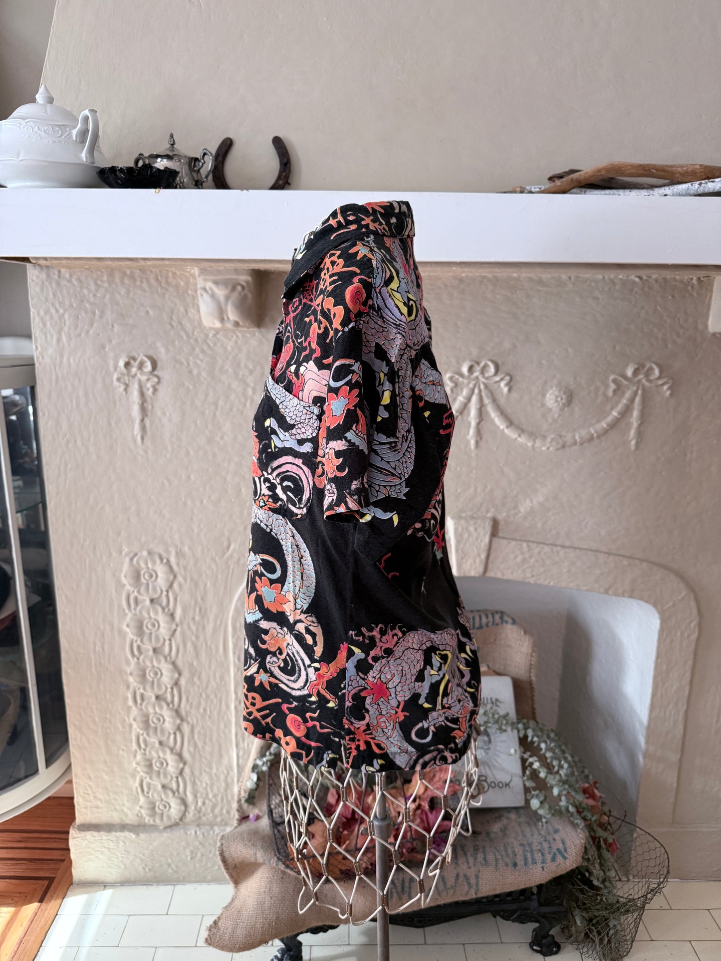 Dragon aloha shirt - Women XS - Cotton 100 %, 90s London designer, Joe Komodo