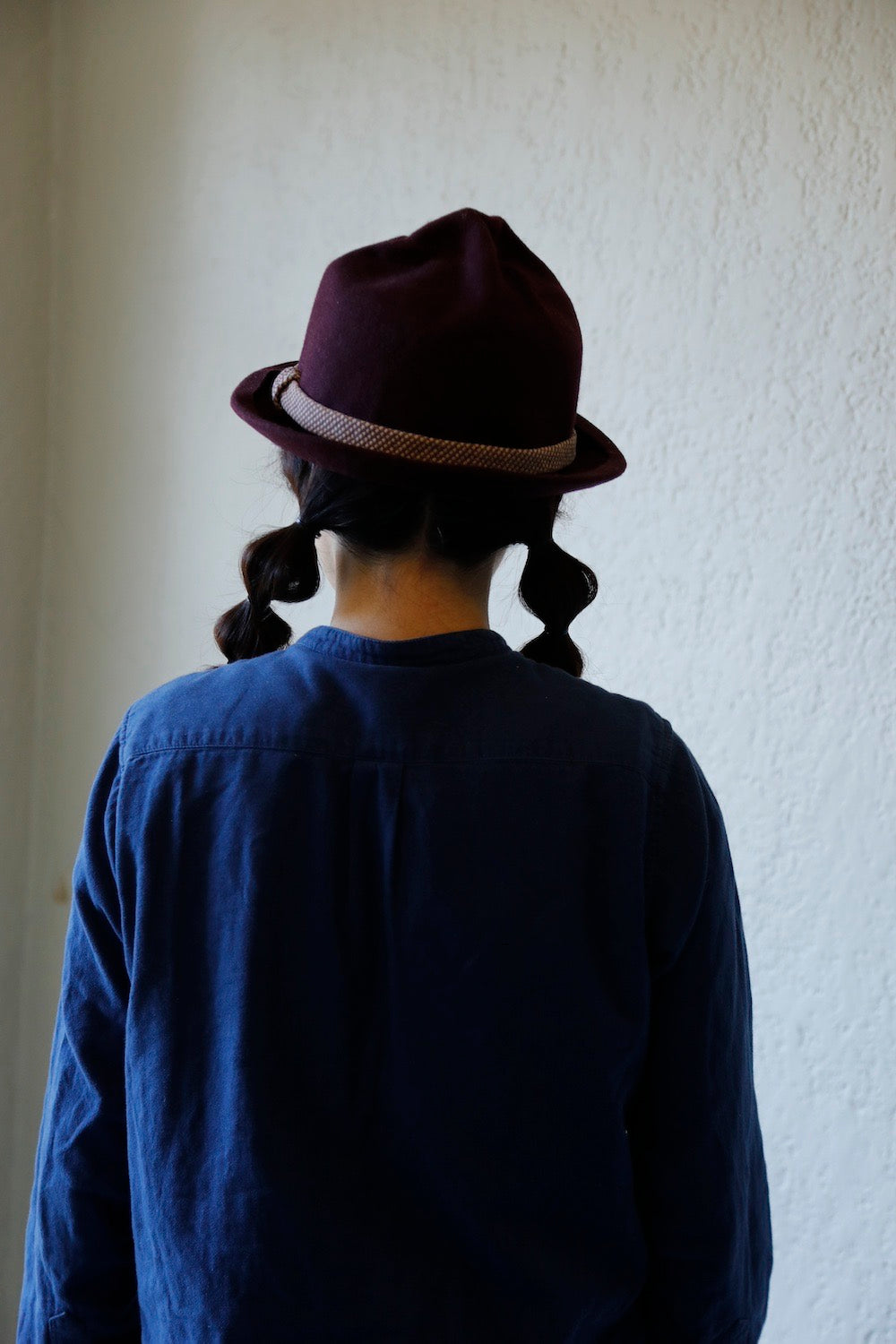 Furrow top fur felt bowler hat - Retro - Burgundy - Tomoko Tahara millinery works
