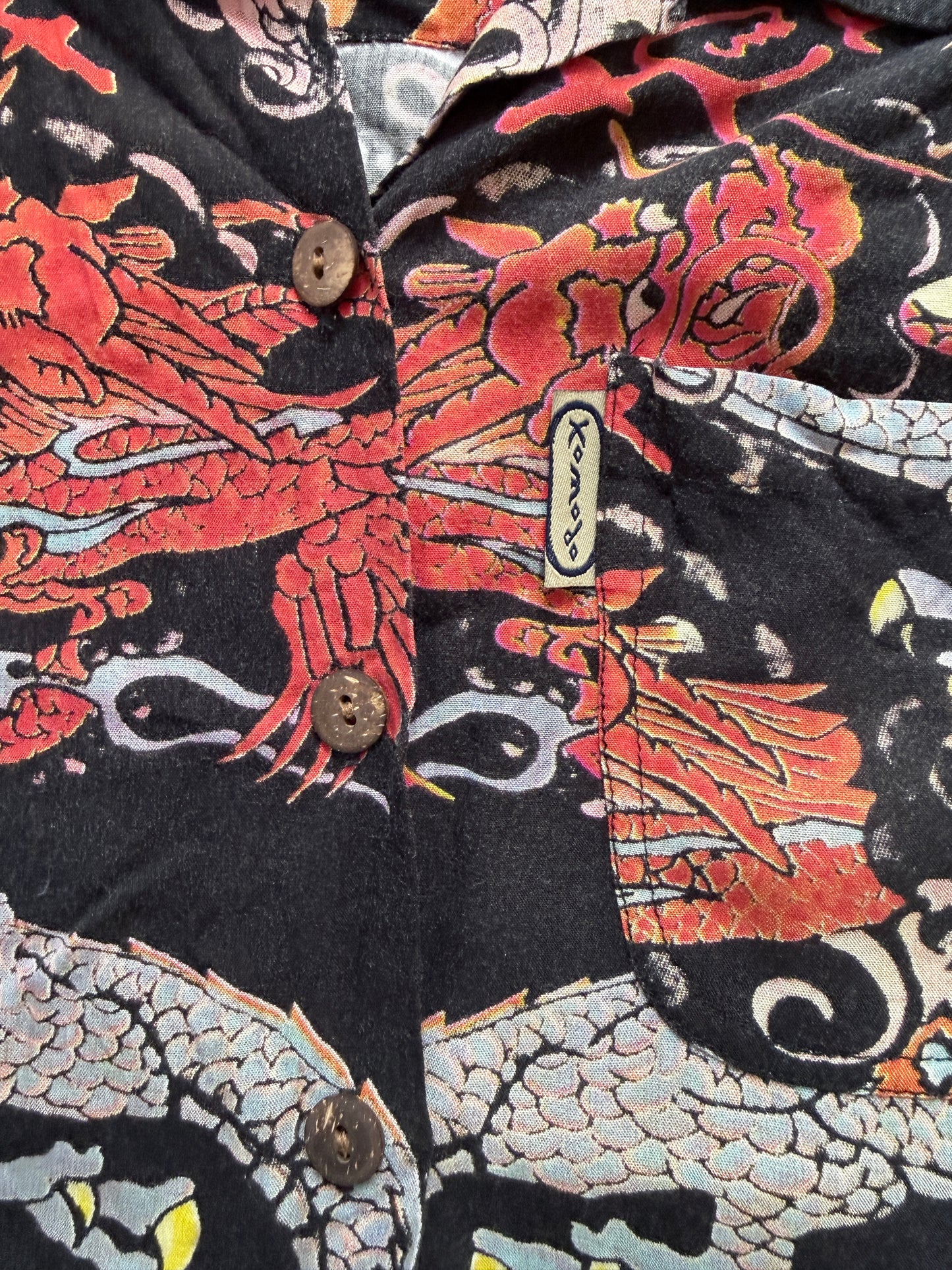 Dragon aloha shirt - Women XS - Cotton 100 %, 90s London designer, Joe Komodo