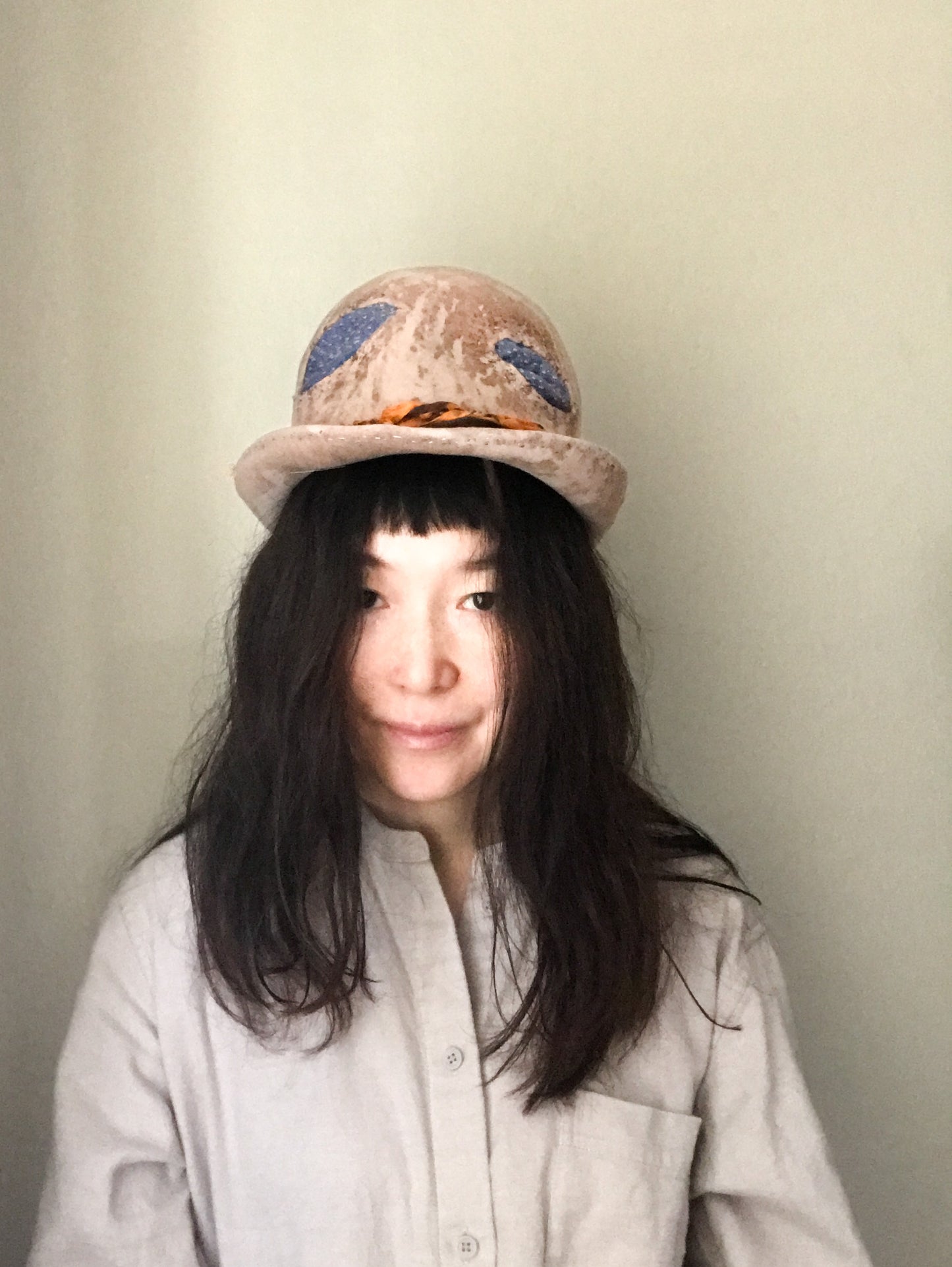 Mud aged fur felt bowler hat, mud aged - Philosopher - Tomoko Tahara millinery works