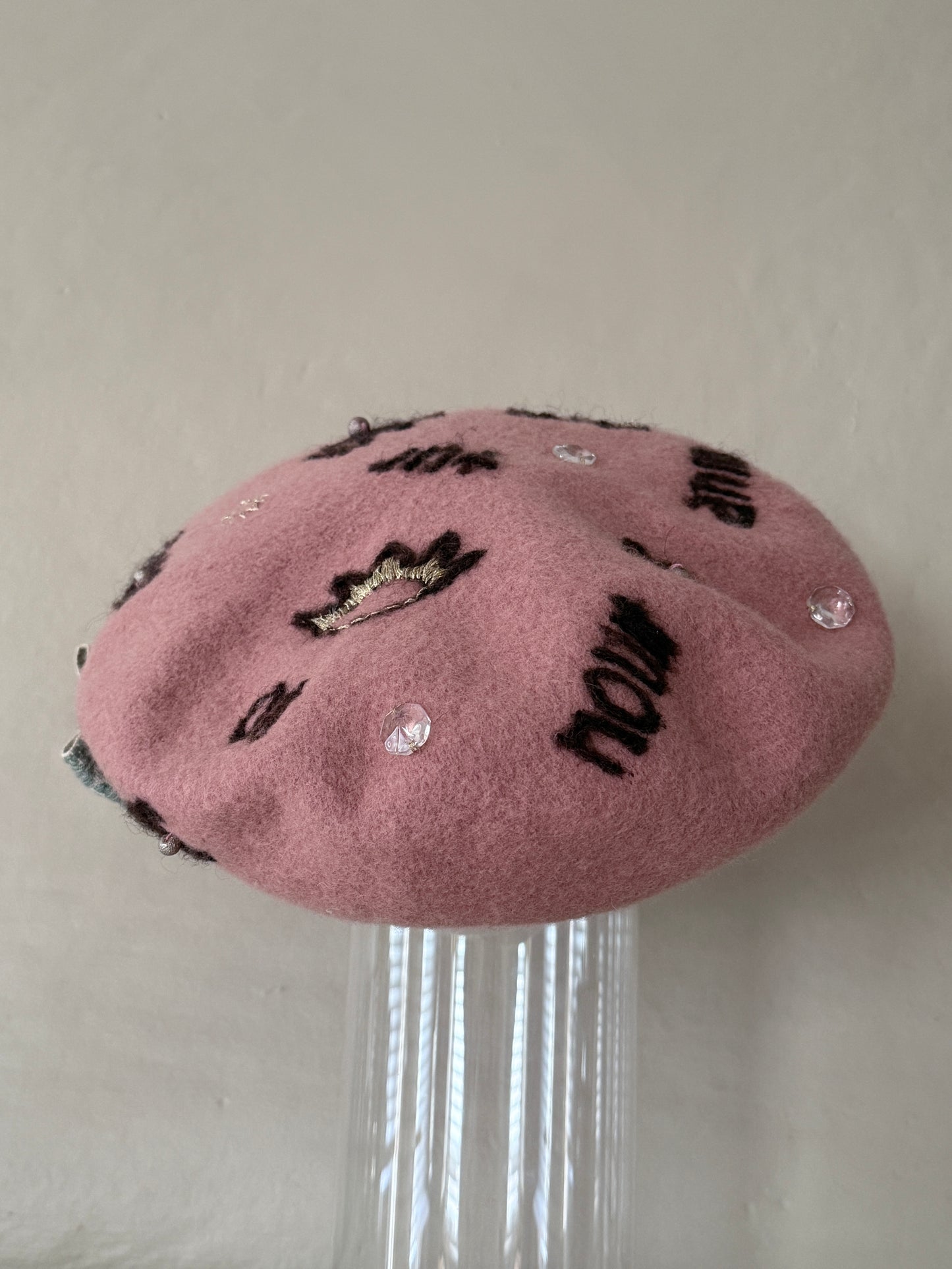 Fur felt pink beret - New Romancer