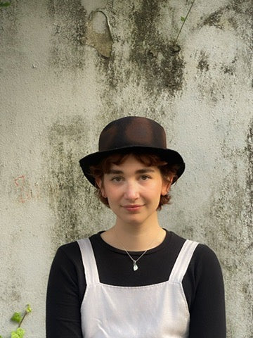 Boater hat, distressed-  Tomoko Tahara millinery works