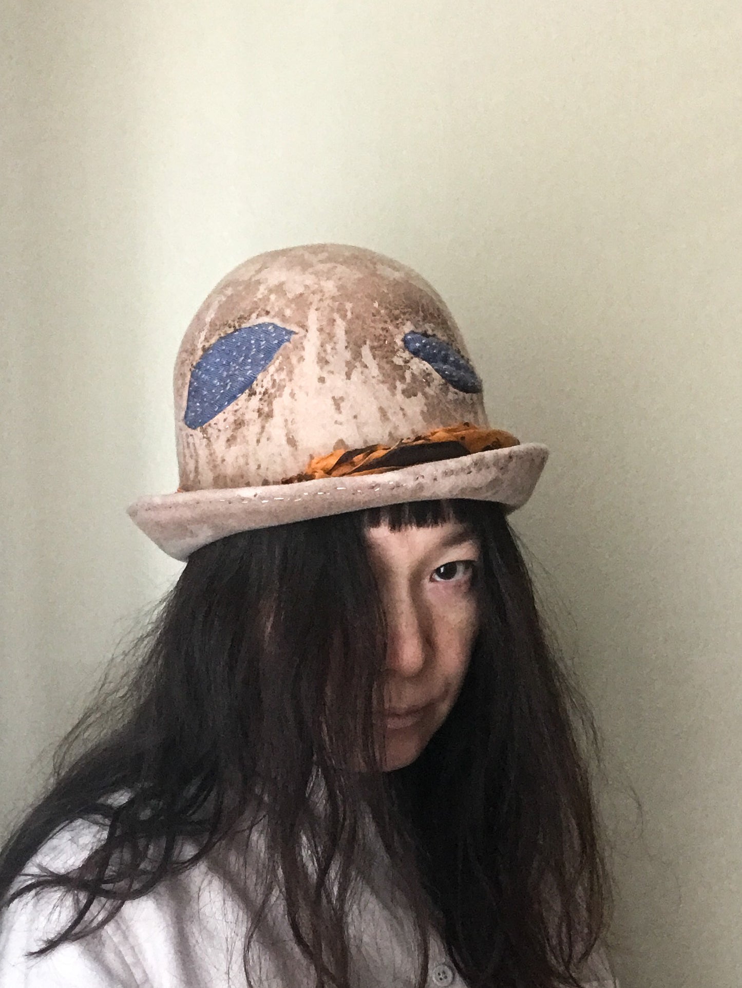 Mud aged fur felt bowler hat, mud aged - Philosopher - Tomoko Tahara millinery works