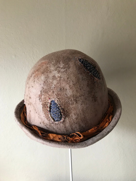 Mud aged fur felt bowler hat, mud aged - Philosopher - Tomoko Tahara millinery works