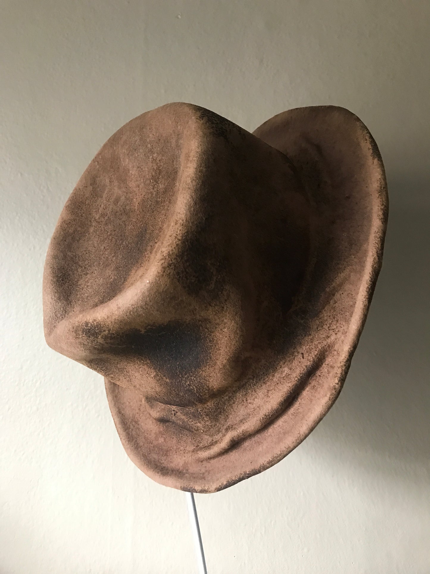 Beige fur felt cowboy hat - Tree veins  -Burnt hat - bygone era cowboy inspired -  Tomoko Tahara millinery works