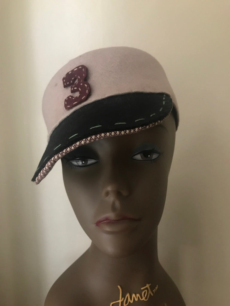 Fur felt baseball cap - Lucky star - Old time baseball hat inspired - Tomoko Tahara millinery works