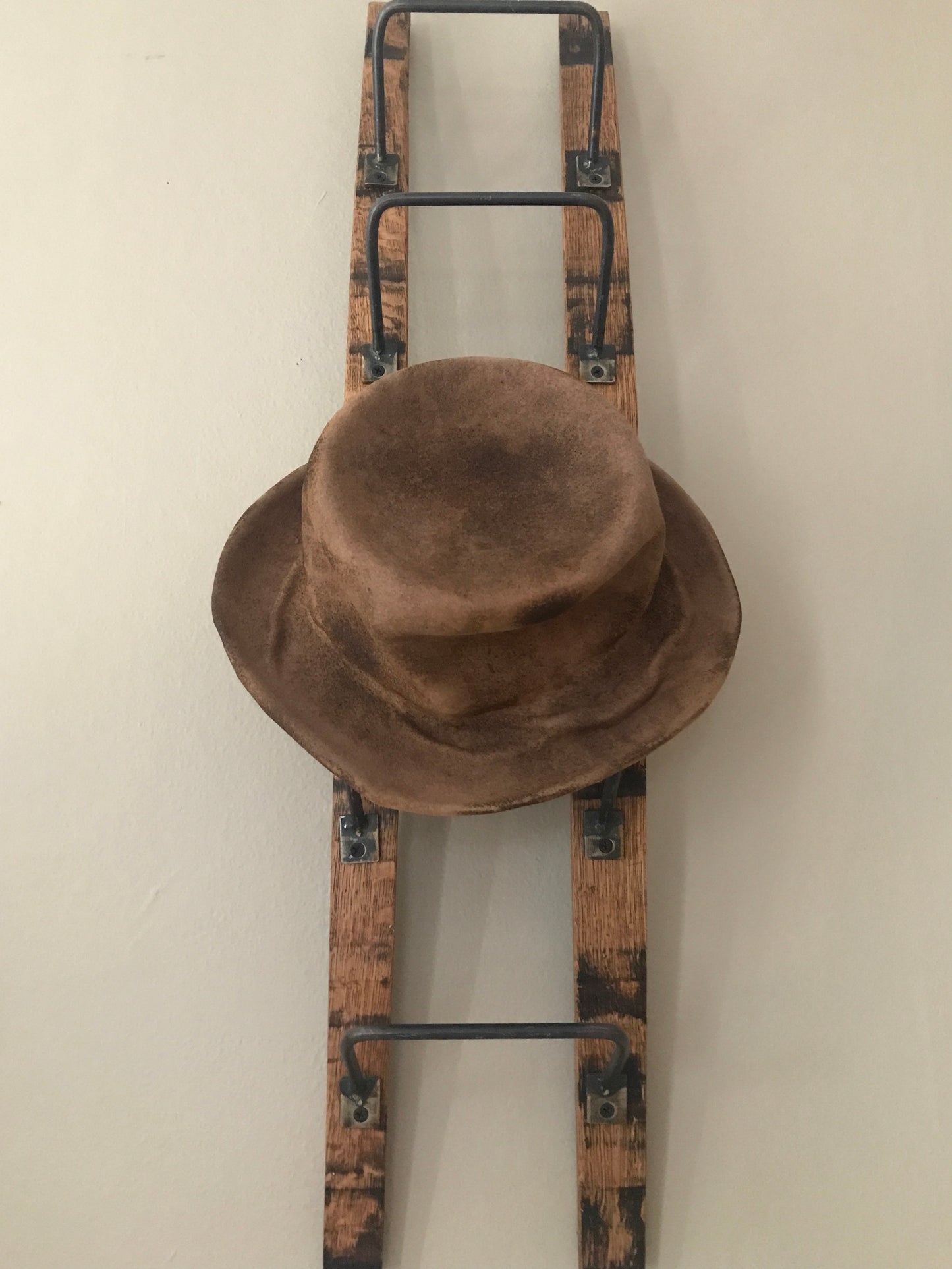 Beige fur felt cowboy hat - Tree veins  -Burnt hat - bygone era cowboy inspired -  Tomoko Tahara millinery works